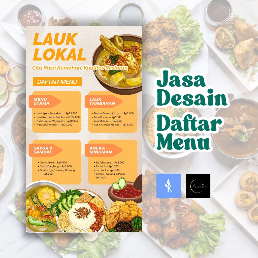 JASA DESAIN DAFTAR MENU / DESIGN PRICE LIST / BUKU MENU / SELEBARAN / PRICELIST / DESAIN EXPRESS