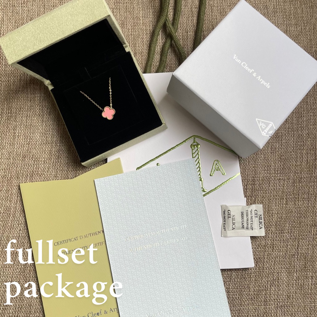 KALUNG VAN CLEEF & ARPELS VCA CLOVER 5 ALHAMBRA LENGKAP BOX / KALUNG CLOVER WANITA VCA FULLSET