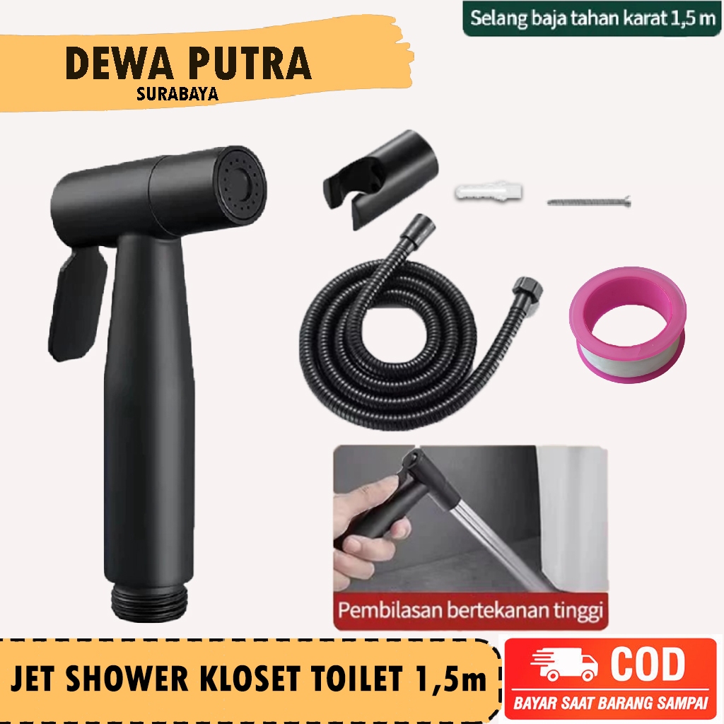 (1 Set) Toilet Shower Set Jet Bidet Cebok Kloset Closet Selang + Kepala Shower 1.5 meter Tahan Karat