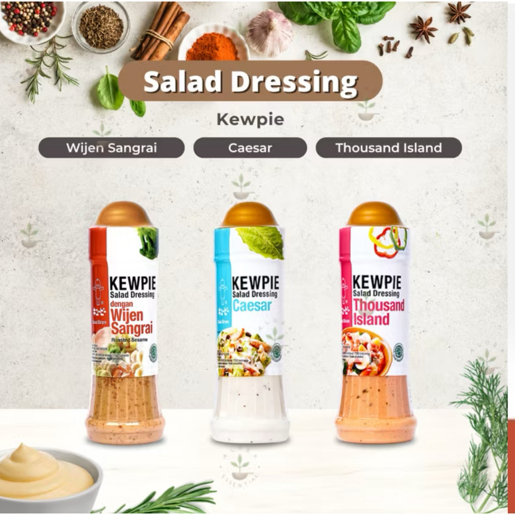 

kewpie wijen sangrai, caesar dan thousand island 200ml