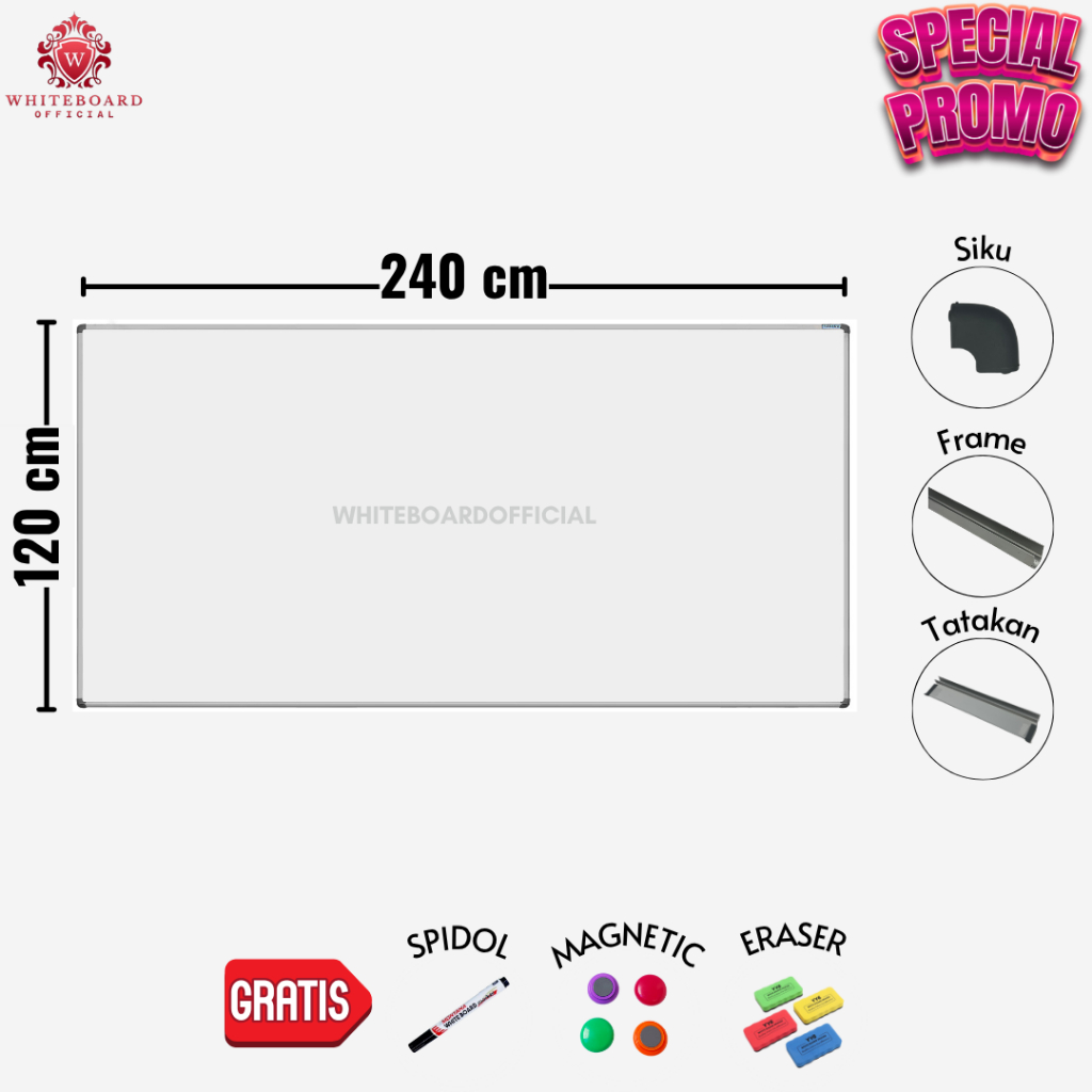 

SAKANA Papan Tulis White Board 120x240cm / Whiteboard Magnet Gantung Mudah Ditulis (SPECIAL PROMO)