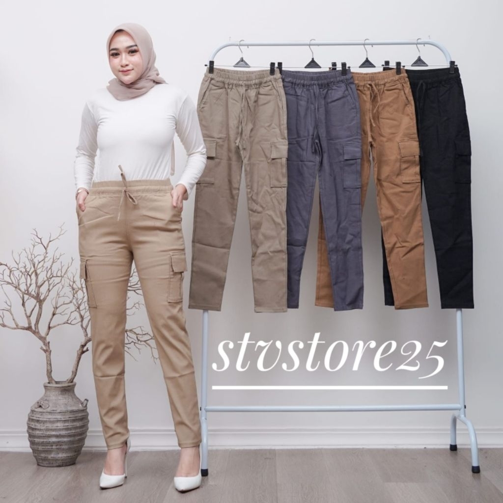 Celana Baggy Pants Cargo Wanita Soft jeans