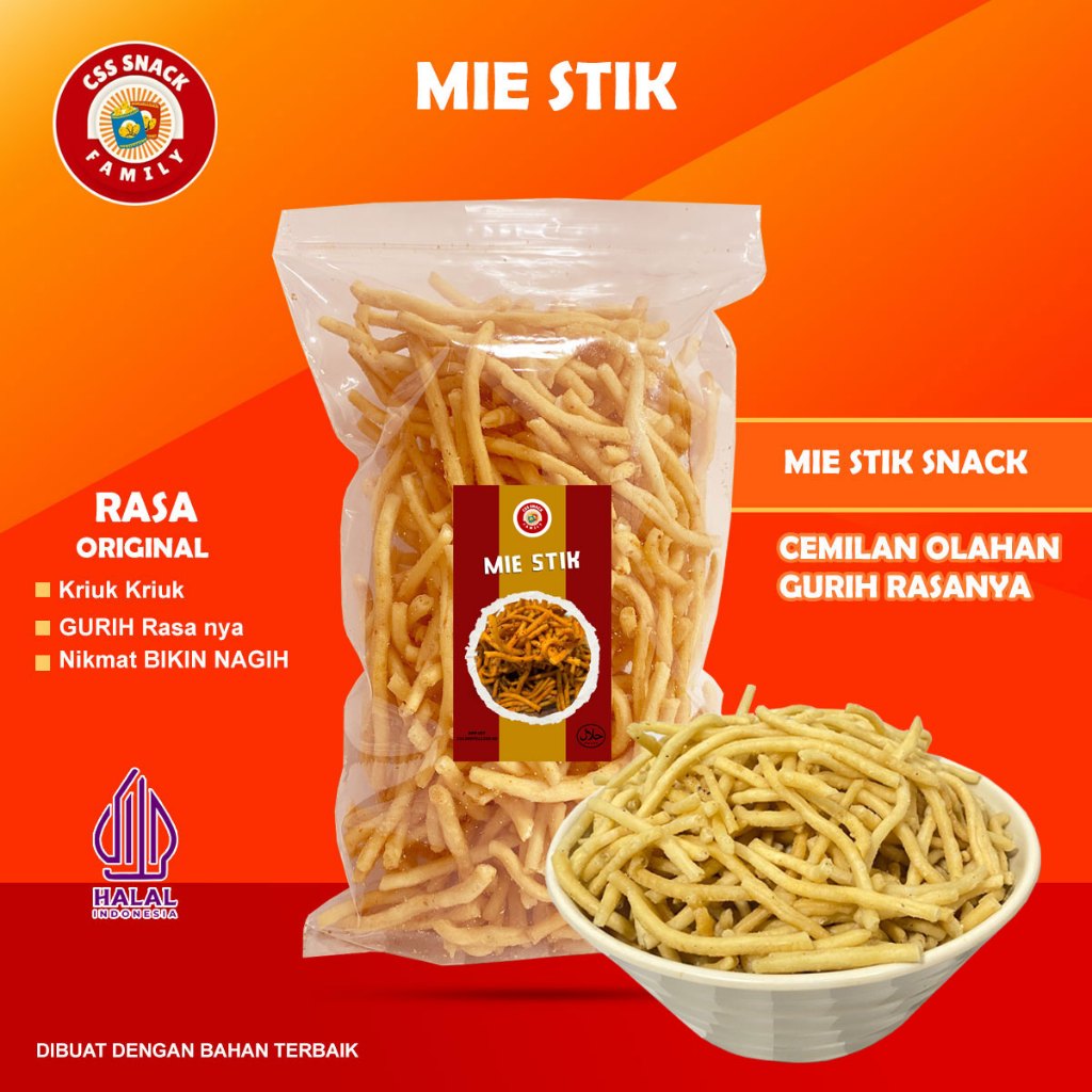 

MIE STIK RASA ORIGINAL - CEMILAN SISTIK - SNACK MURAH RENYAH GURIH KEMASAN 500GR