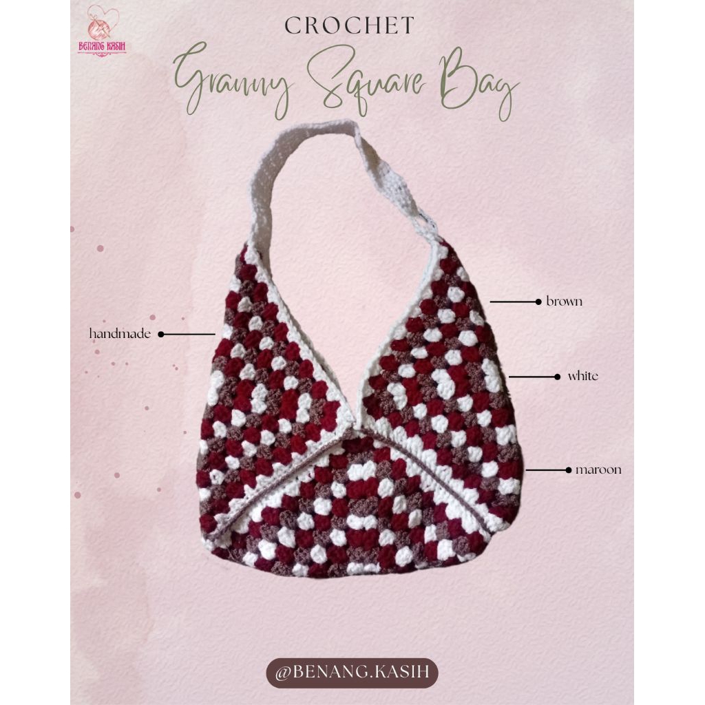 Handmade Crochet Granny Square Bag || Tas Rajut Granny Square