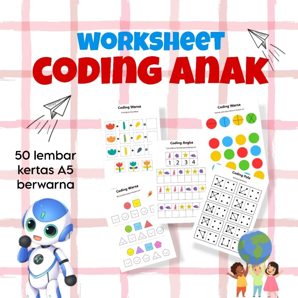 Worksheet | coding anak | lembar kerja anak paud tk sd | Logika anak