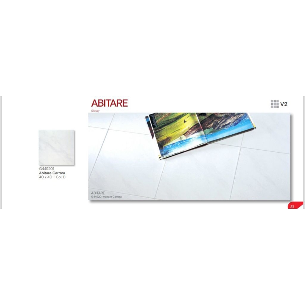 KERAMIK MERK ROMAN TIPE ABITARE CARRARA UKURAN 40X40 PERMUKAAN TEKSTURE MATT UNTUK LANTAI ATAU DINDI