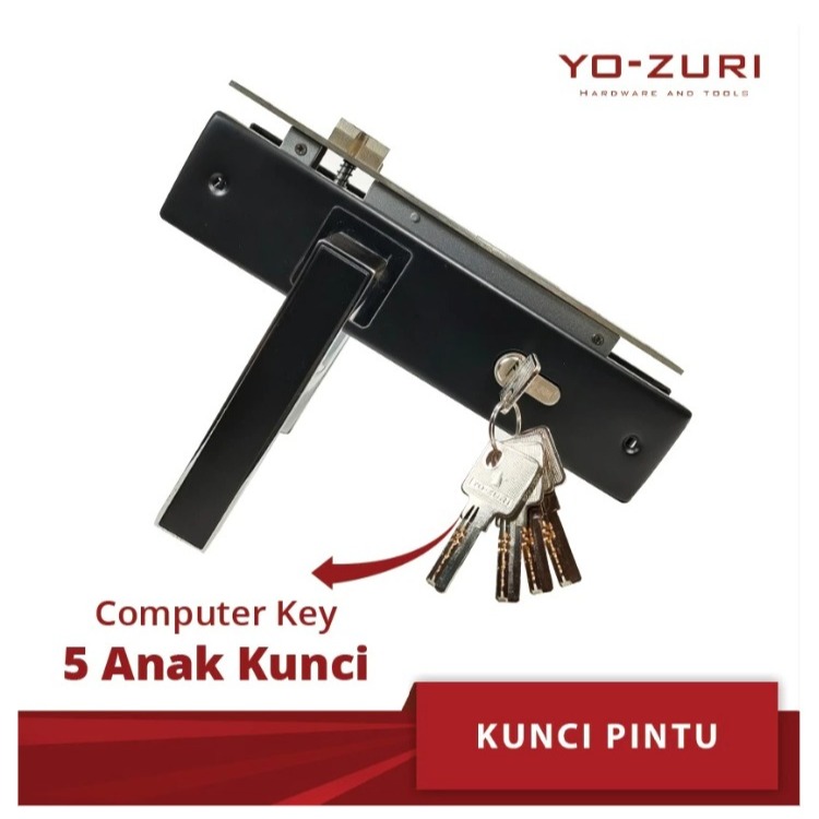 Yozuri Kunci Pintu Set / Handle Kunci Pintu / Kunci Pintu Hitam Set