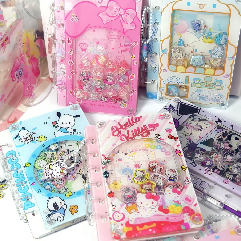 

DIY Handbook Creative Film A7 Swinging Music Notebook Sanrio Pacha Dog KT Cat Acrylic Loose leaf Notebook