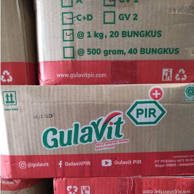 

Gula pasir Gulavit per kardus isi 20 pak x 1kg Gulavit gula bervitamin