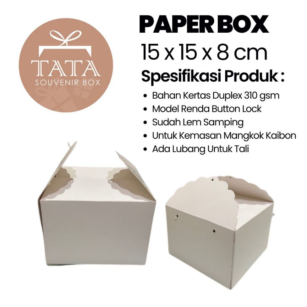 

Paperbox Kemasan Mangkok Duatone / Kaibon 15 x 15 x 8 cm Model Renda (Min Order 5 Pcs)