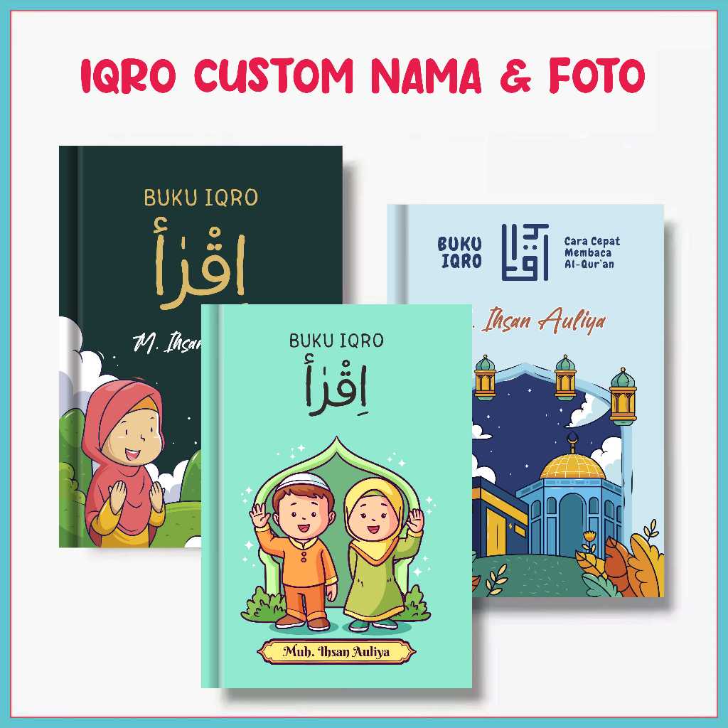 Buku Iqro Juz Amma Anak Custom Hardcover Soft Cover Full Color Black & White Bisa Tulis Nama & Foto 