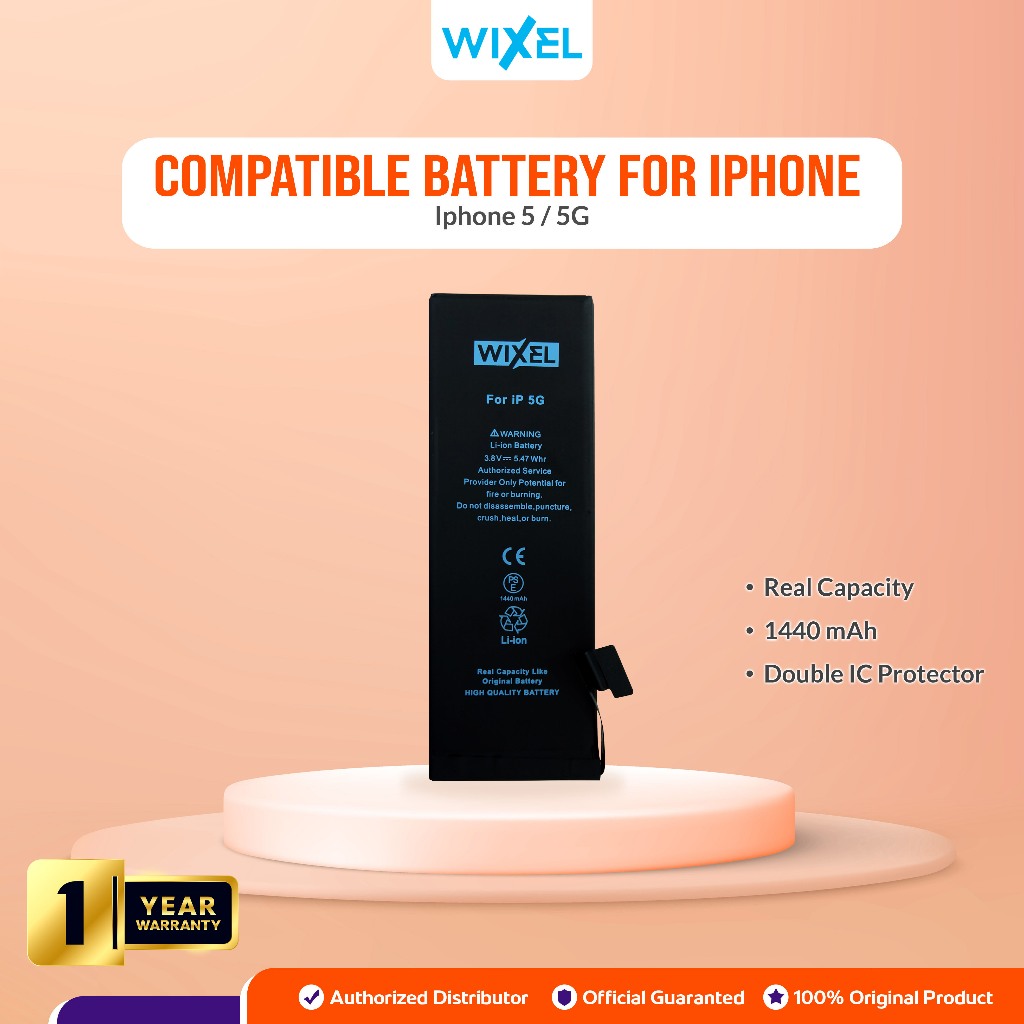 WIXEL Baterai Iphone 5 / Iphone 5G Batre Batrai Battery Dual Double Power HP Handphone Apple Ip Ori 