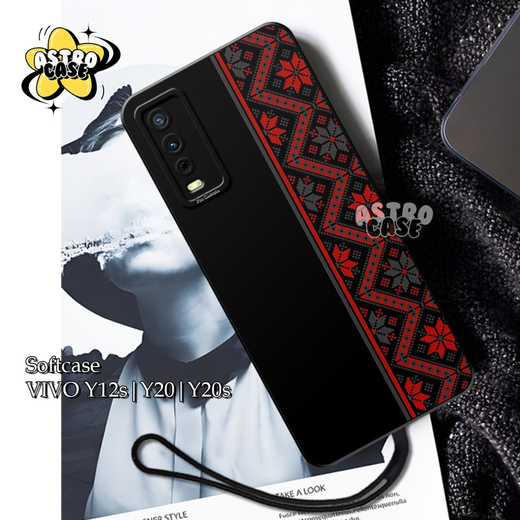Softcase Vivo Y12s Y20 Y20s Motif Batik Aesthetic Elegant - Case Keren Free Tali Gantungan Hp - Case