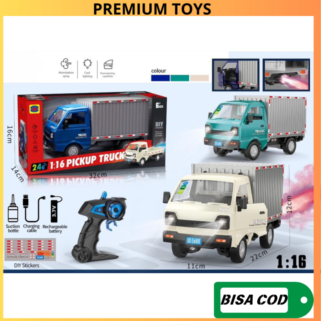 Mainan Mobil Remote Control Mobil BOX BOK Ada Lampu Dan Asap Pintu Bisa Dibuka Efek NOS Truk Pickup