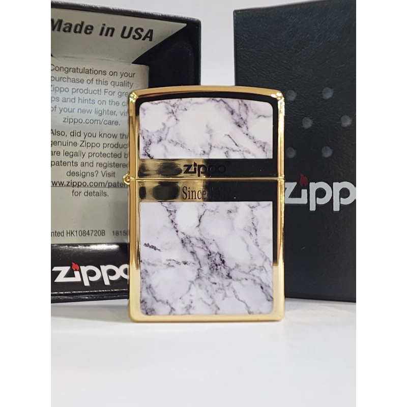 Original Zippo White Marble Finish Gold Plated 2