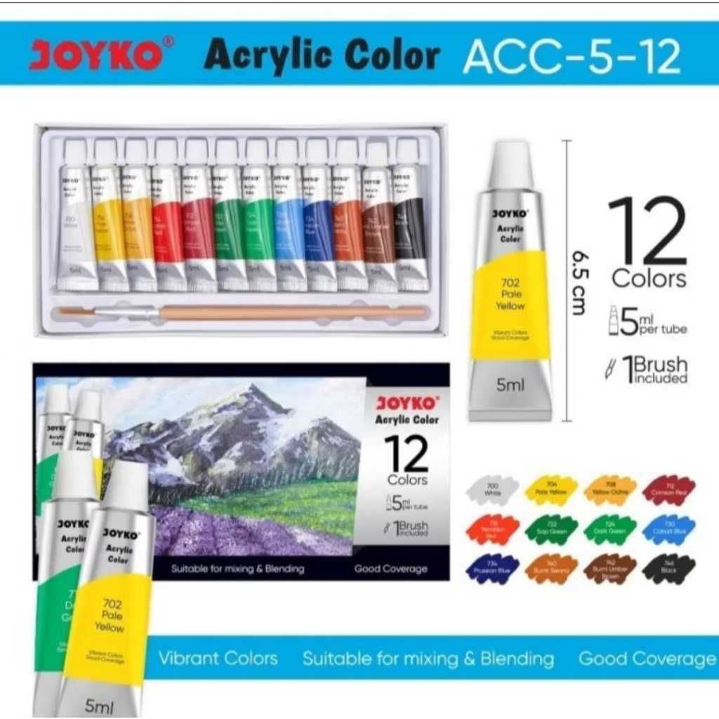

Cat acrylic Joyko 12 warna 5 mili/Cat acrylic Joyko Acc-5-12