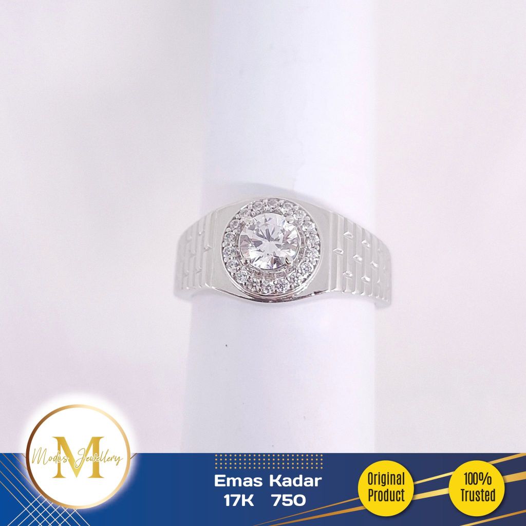 MODIS JEWELLERY - Cincin Pria Chelsea Putih - Emas 17k  750