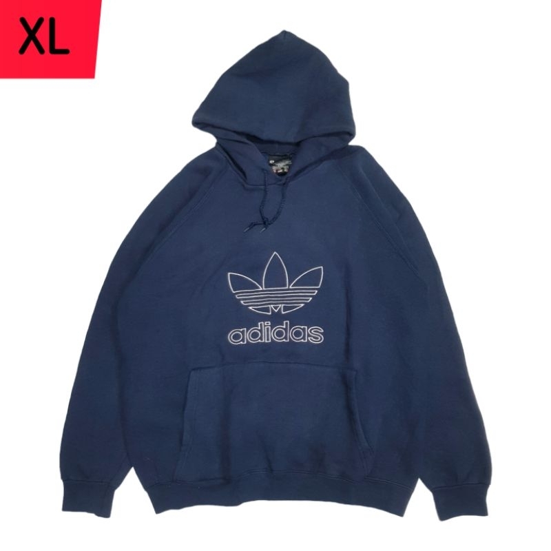 Jaket hoodie vintage 90s ADIDAS Trefoil Made in USA ( size XL )