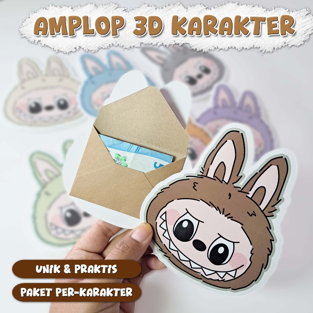 

Amplop 3D AMPLOP LEBARAN UNIK VIRAL LUCU - Desain Karakter - 1 paket isi 8 pcs