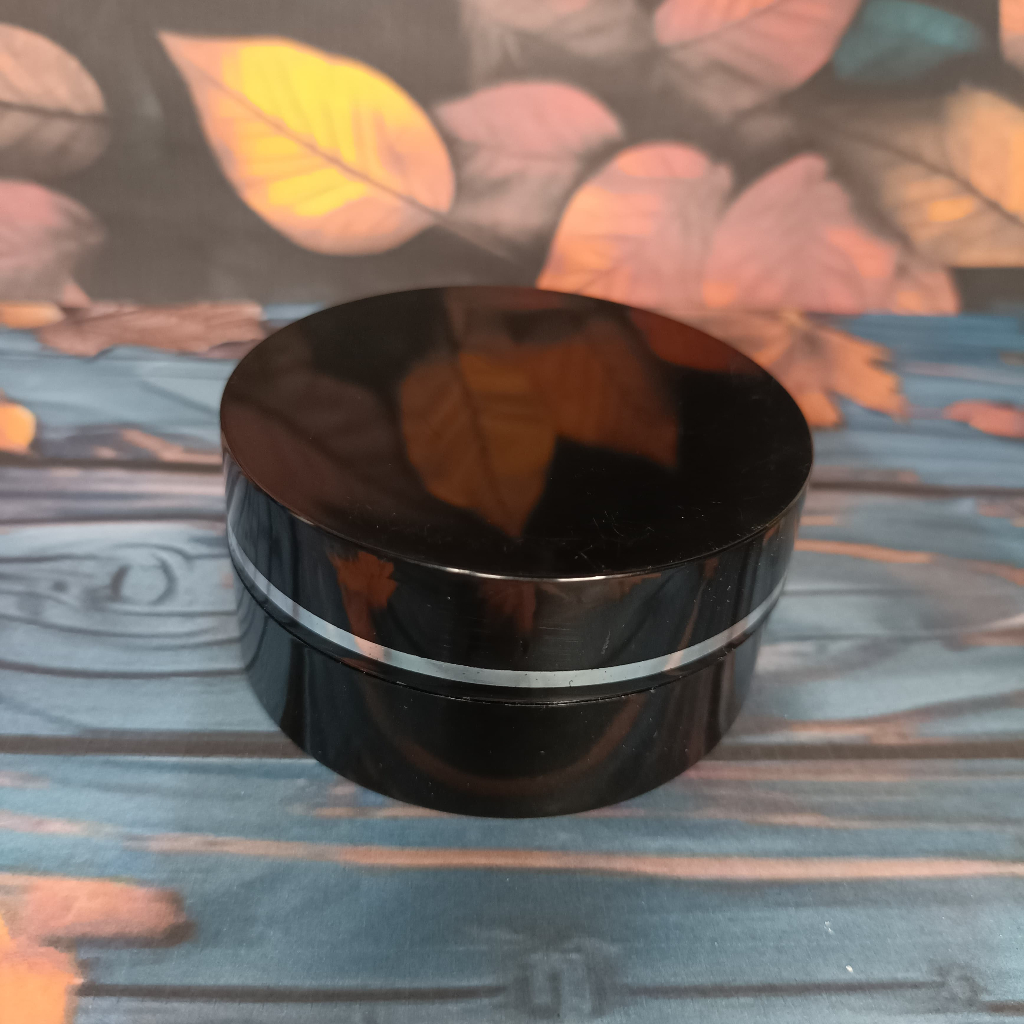 Pot Bedak Tabur Berkualitas 20Gr Hitam Hitam List Silver