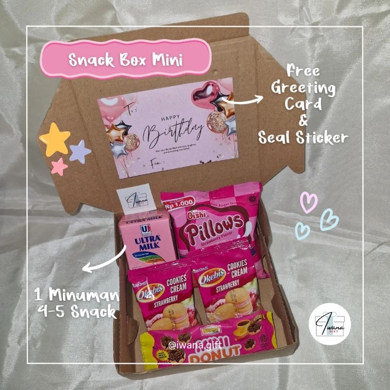 

Snack Box Mini / Gift Box Mini / Gift Box Ulang Tahun / Gift Box Graduation / Free Kartu Ucapan