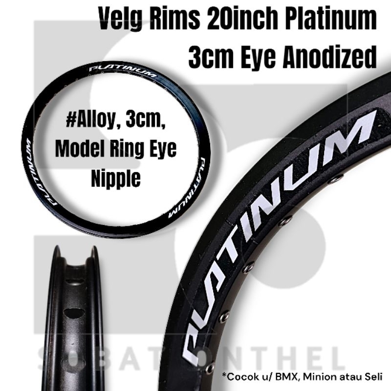 Velg Rims BMX 20 Platinum Eye Anodized 3cm