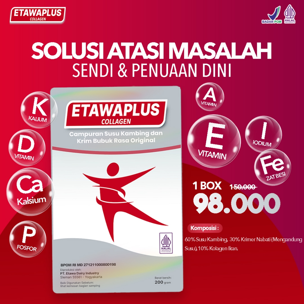 

Etawaplus Collagen - Susu Kambing Etawa dan Kolagen Ikan Untuk Tulang sendi dan Mencegah Penuaan Dini, Asam Urat, Kesemutan, Asam Urat, Pernapasan 100% Original Susu Bubuk Etawaku alitas Platinum