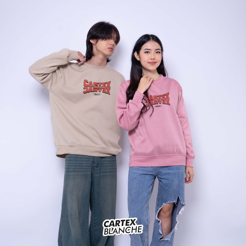 CARTEXBLANCHE  Vintage MMXXV Crewneck Basic Sweater Sablon Unisex Pria - Wanita Size M - XXL