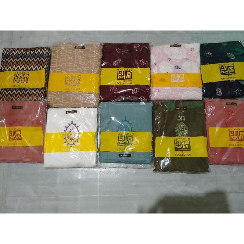 mukena terusan brand baharun dan brand mm tarim terompah dll