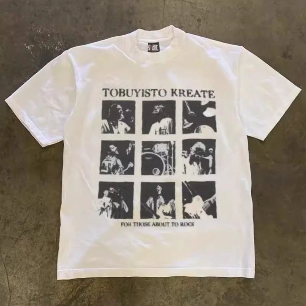 T-shirt Oversize band rock | Kaos Pria Putih | Kaos pria Vintage