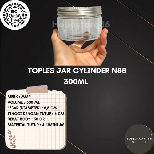 TOPLES JAR ALUMINIUM 300 ML / TOPLES PLASTIK / TOPLES KUE KUE KERING / TOPLES TABUNG JAR CYLINDER / 