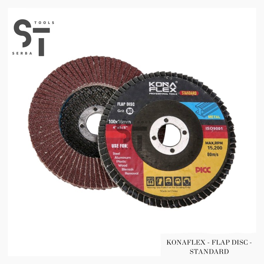 Amplas Susun 4 Inch 100x16mm Mata Gerinda Sirip Konaflex Flap Disc Standard Merah Red