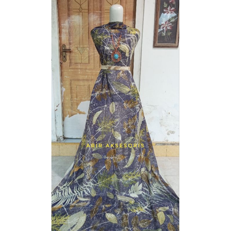 Kain Ecoprint Bemberg Special Ungu kebiruan