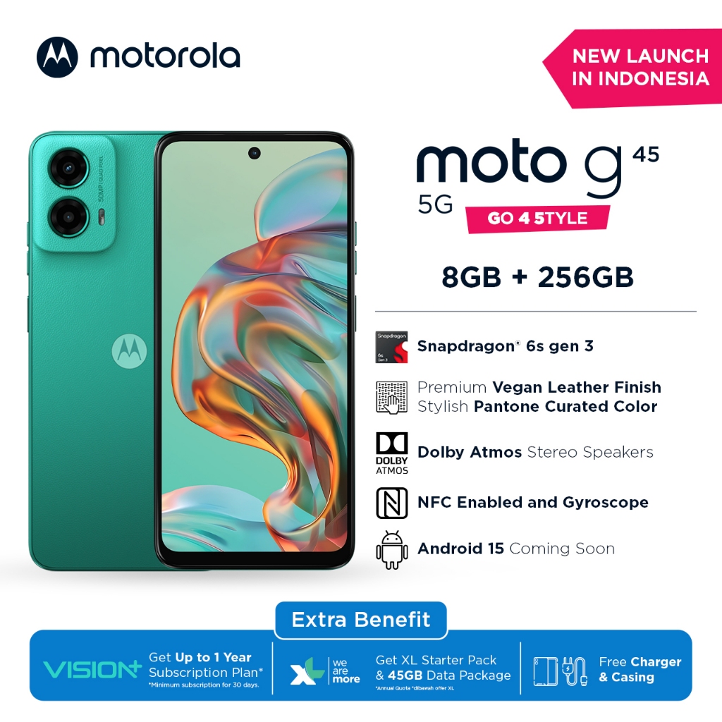 Motorola G45 5G 8/256GB - Up to 16GB Extended RAM - Snapdragon 6s Gen 3 - 6.5 inch Screen Size - Gor