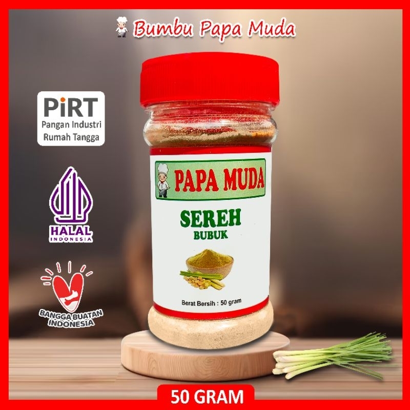 

Bumbu Papa Muda - Sereh Bubuk 50 gram - Kemasan Botol Sendok