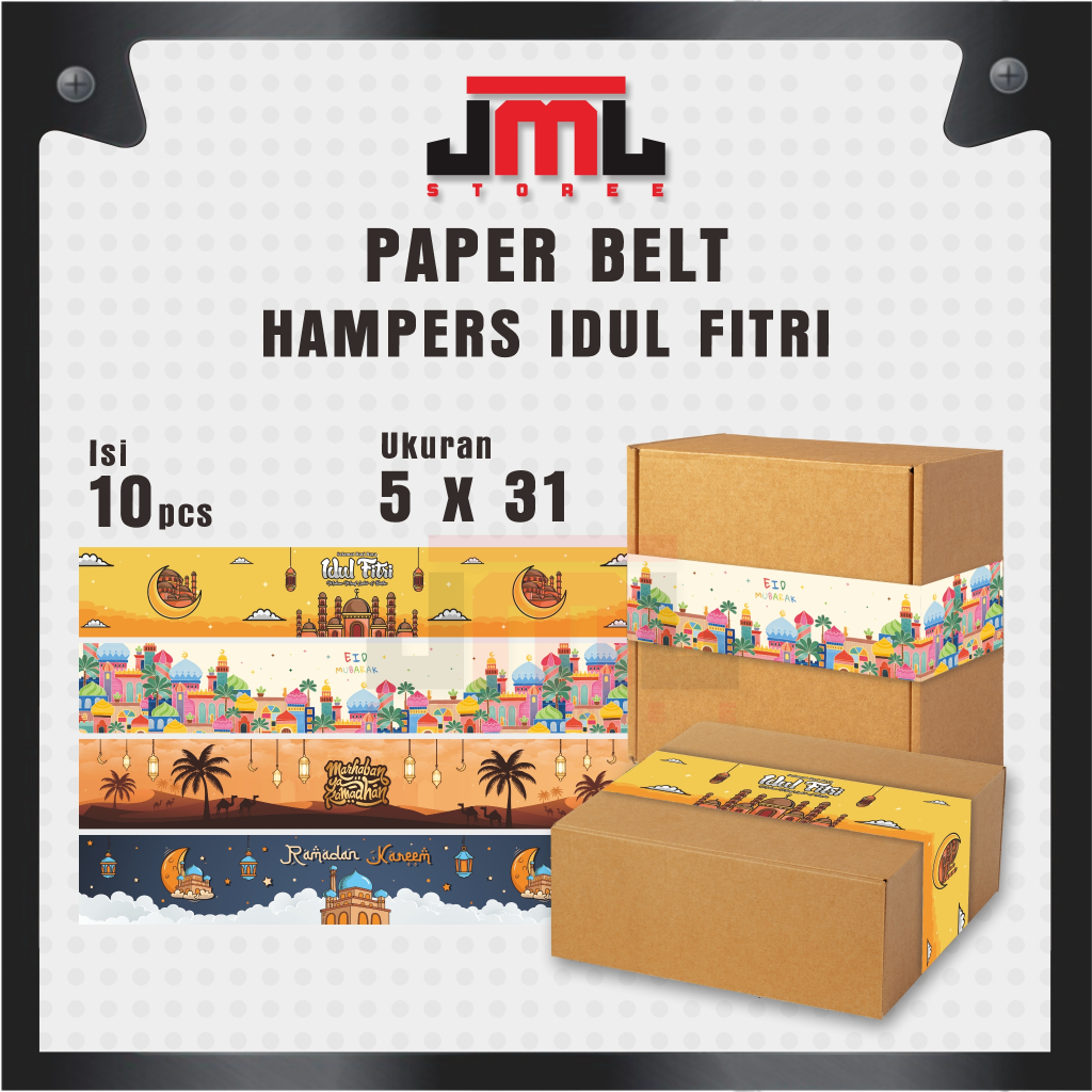 

Paper Belt hampers idul fitri - Paper Sleeve - Paperbelt Idul Fitri 10 pcs Eid Mubara Box Kue