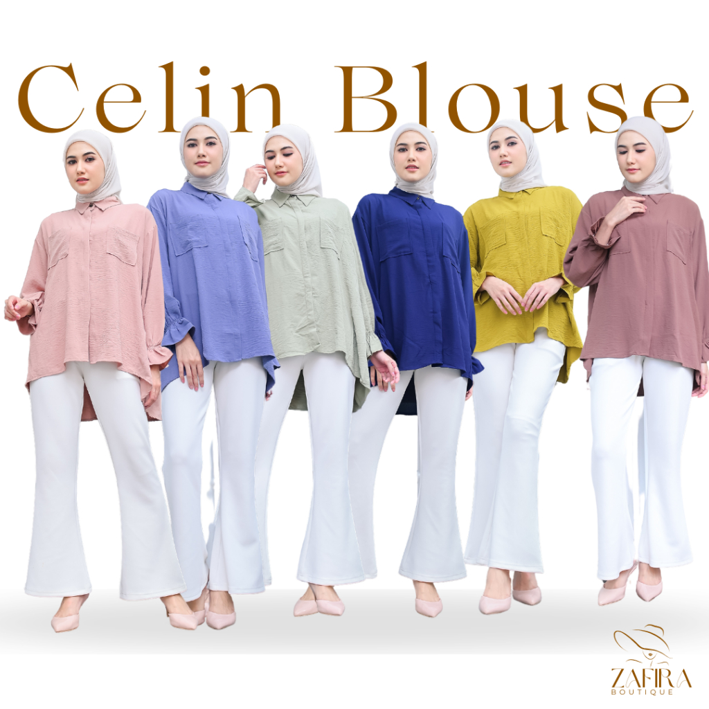 Blouse Atasan Kemeja Wanita Celin Airflow Mix Color All Size