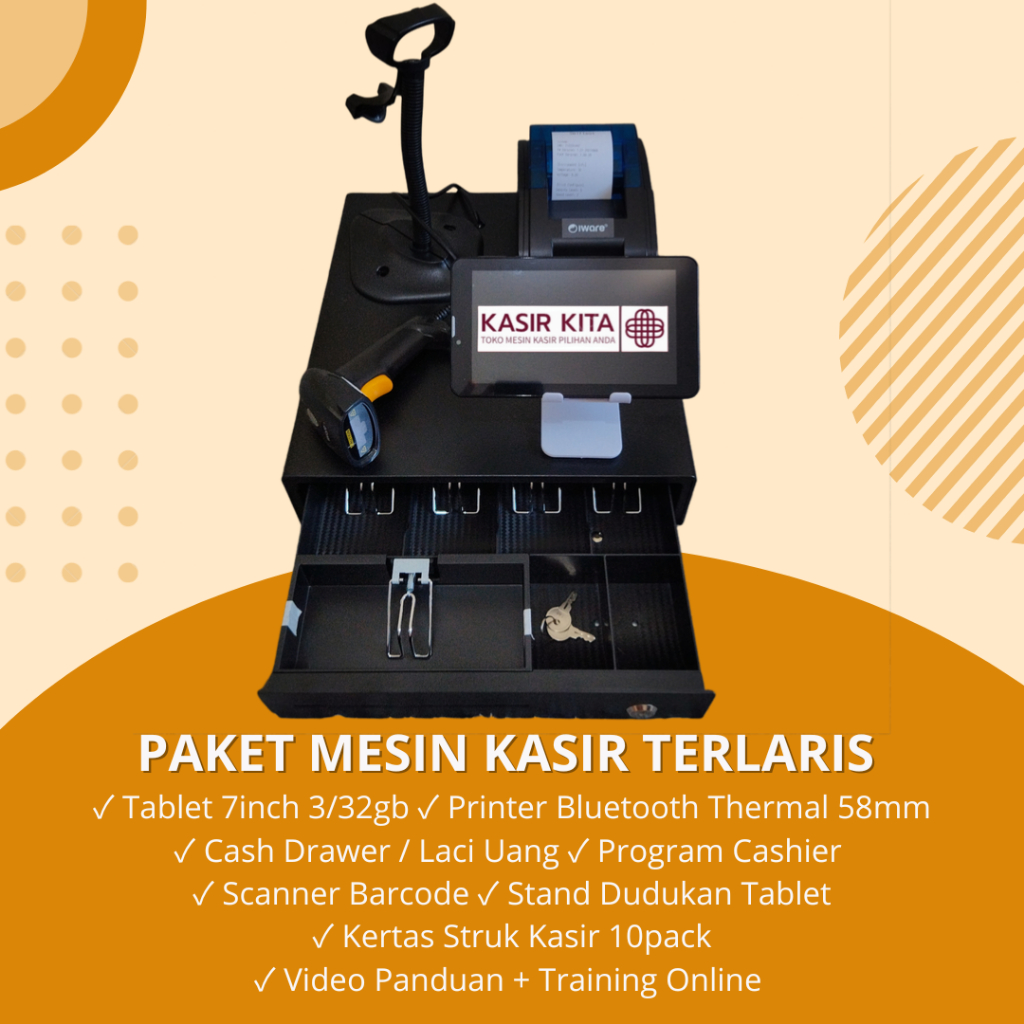 Paket Mesin Kasir Lengkap Dengan Scanner Barcode
