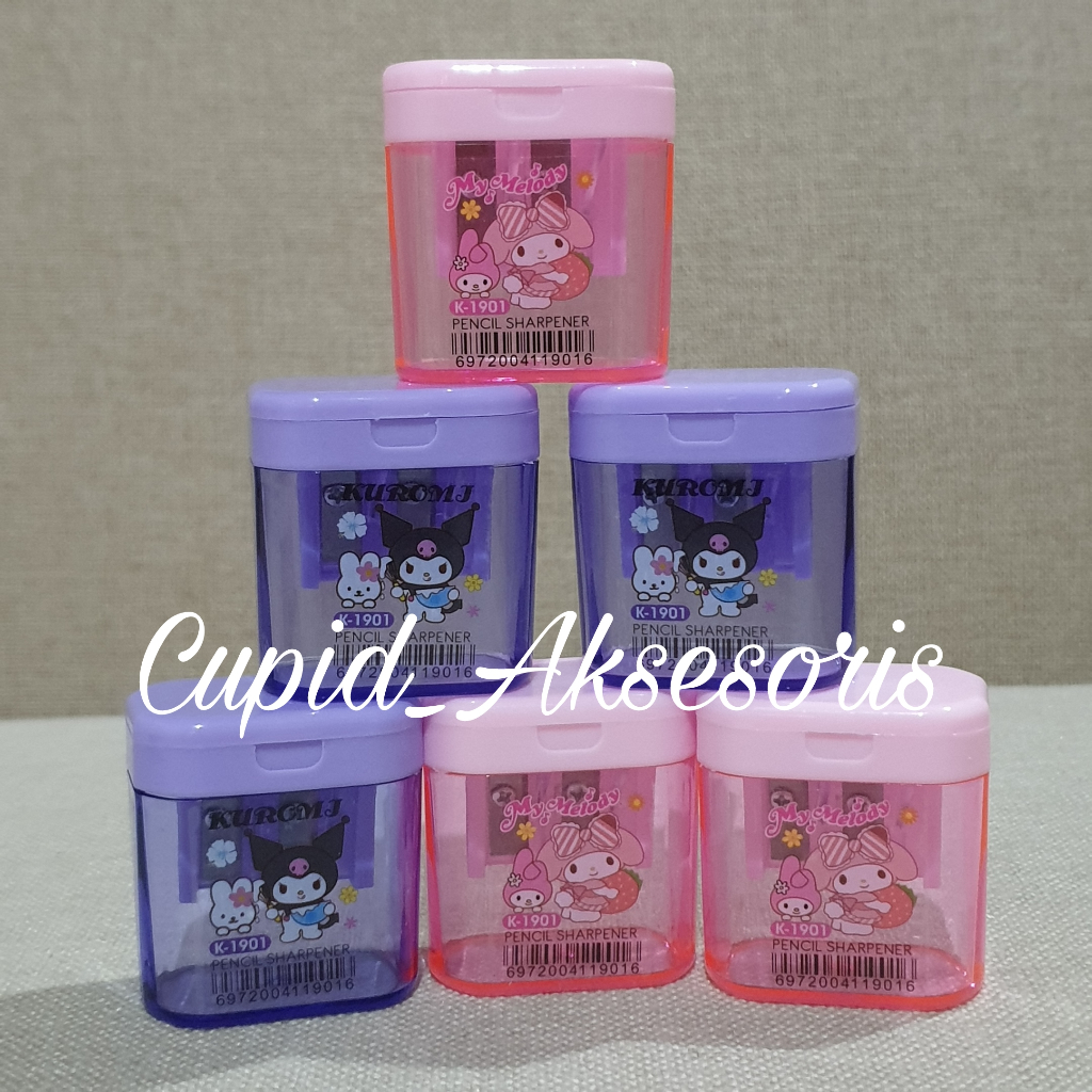 

RAUTAN 2 LUBANG / SERUTAN PENSIL / PENCIL SHARPENER BENTUK KOTAK KUROMI DAN MY MELODY