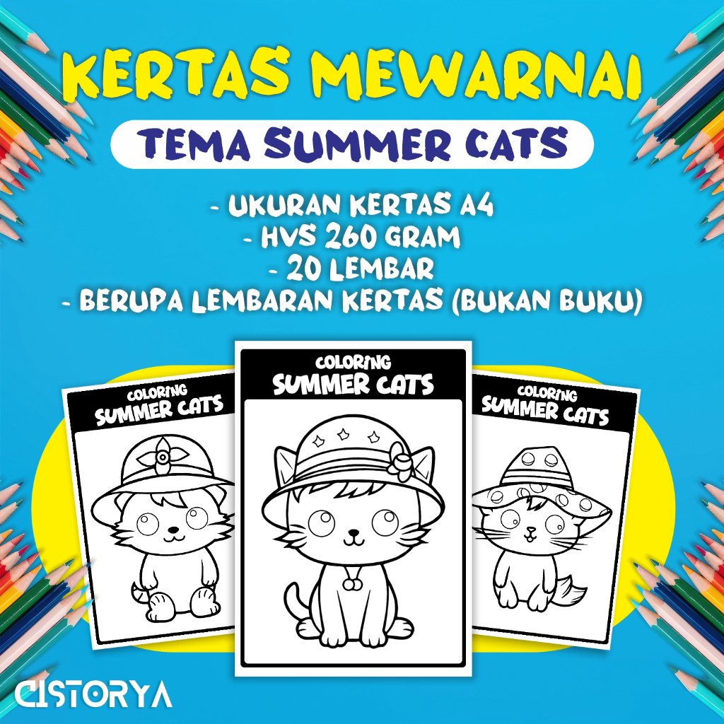 

Kertas mewarnai Anak TK/PAUD/SD Tema "Summer Cats