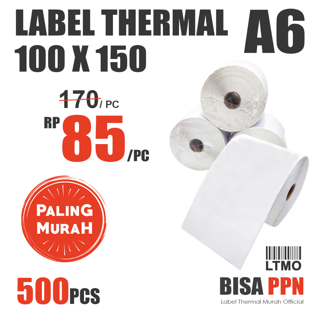 

RB Label Barcode MURAH 100 x 150 A6 kertas stiker thermal 500 pcs