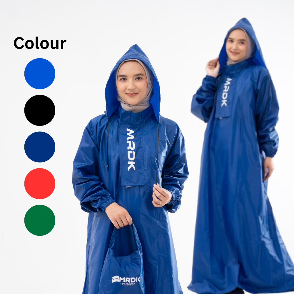 Jas Hujan Gamis Jaz Ujan Mantel Muslimah Syar'i Wanita Ukuran Jumbo Bahan Berkualitas Warna Hitam Bi