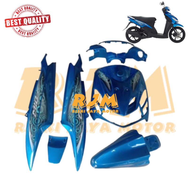 FULL BODY HALUS YAMAHA MIO SMILE BIRU MUDA PLUS STRIPING