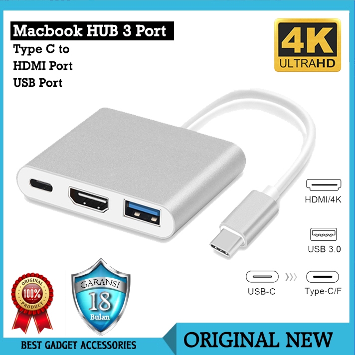 Converter 3 in 1 Hub Type C HDMI USB Hp 3 port mouse adapter laptop air pro tab hp android ios TV FD