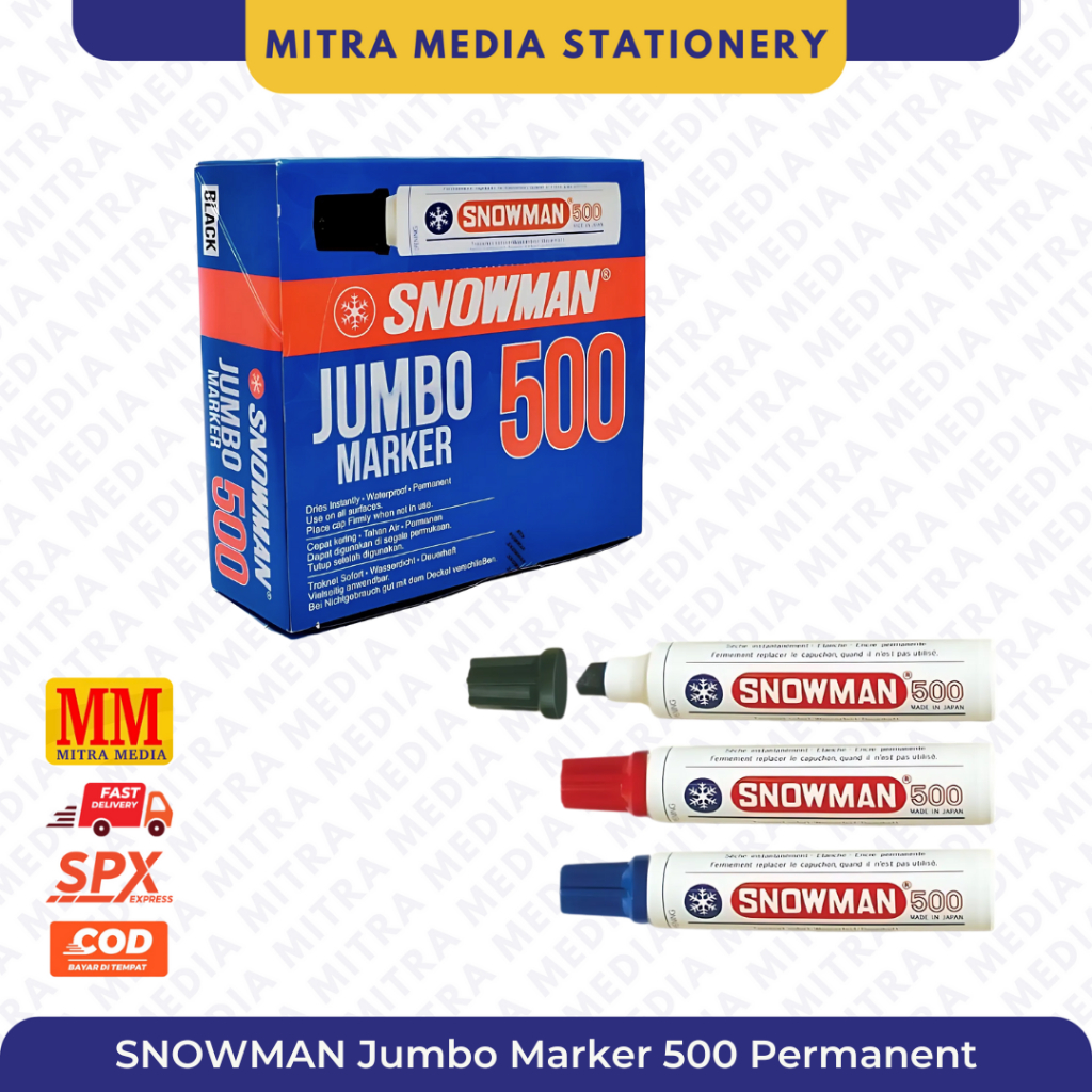 

Snowman Permanent Marker Spidol Jumbo J-500 (Chisel Tip)