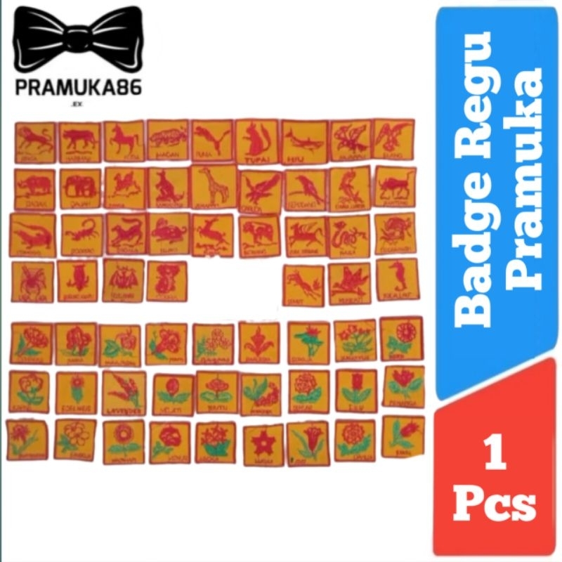 Badge Tanda Regu / Tanda Regu Pramuka / Tanda Regu Pramuka Hewan (Putra) & Bunga (Putri) Bordir
