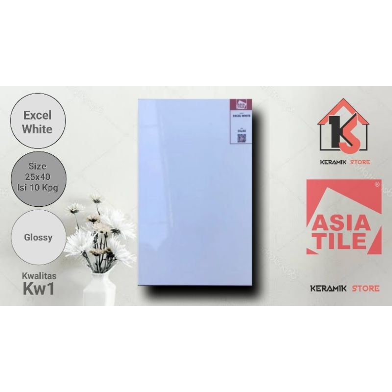 keramik dinding 25x40 putih polos asia excel white