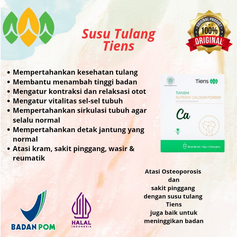 

Nutrient High Calcium Powder Tiens Susu Tulang [Ampuh Atasi Osteoporosis dan baik untuk meninggikan badan] isi 10 sachet