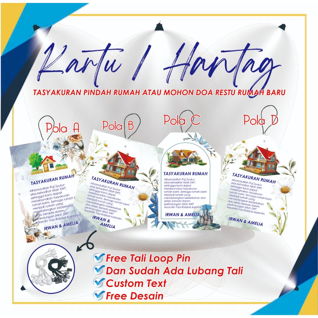 Hantag atau Kartu ucapan Pindah Rumah  Ucapan syukur / Tasyakuran  / mohon doa restu rumah baru / Uc