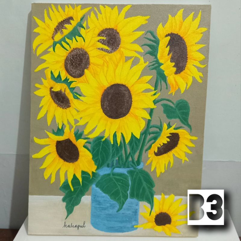 Lukisan Bunga Matahari 30x40 Kanvas Akrilik